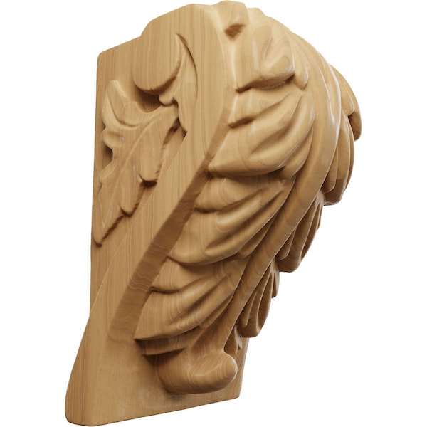 Ekena Millwork 2 1/2"W x 2 1/4"D x 4"H Small Acanthus Leaf Block Corbel, Cherry CORW02X02X04BACH - main